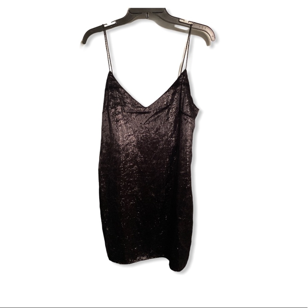 TOPSHOP Glitter Velvet Mini Slipdress Black - Picture 3 of 8